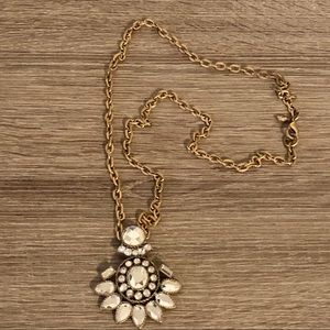 J.Crew Antique Bronze Rhinestone Pendant Necklace